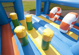 Acquista uno scivolo gonfiabile 4 in 1 con scivolo e gonfiabile con ostacoli con il tema delfino