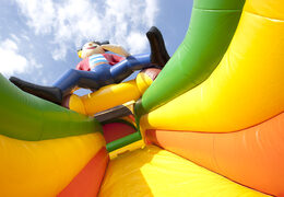 Acquista uno scivolo gonfiabile 4 in 1 con spazio per saltare e ostacoli con il tema pirata