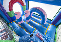 Acquista il gonfiabile multiattività XL unicorno con tetto con scivolo.