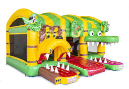 Castello gonfiabile a tema Jungleworld con scivolo e oggetti 3D per bambini. Ordina i castelli gonfiabili online su JB Gonfiabili Italia