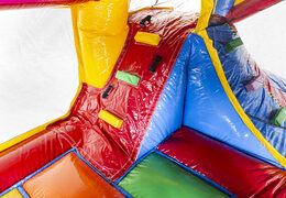 Acquistare un saltarello multiattività gonfiabile con tetto ostacoli e scivolo con il tema Superblocks