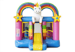 Acquista mini castello gonfiabile a tema unicorno colorato con scivolo. Castelli gonfiabili per bambini in vendita su JB Gonfiabili Italia