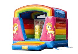 Piccola castello gonfiabile a tema unicorno arcobaleno da acquistare per i bambini. Disponibile su JB Gonfiabili Italia online