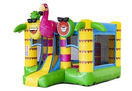 Mini castello gonfiabile multigiocatore a tema fenicottero con scivolo da acquistare per i bambini. Acquista i castelli gonfiabili online su JB Gonfiabili Italia