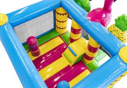 Acquista mini castello gonfiabile a tema fenicottero con scivolo per bambini. Ordina castelli gonfiabili on scivolo online su JB Gonfiabili Italia