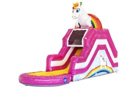 Ordina il castello gonfiabile con scivolo d'acqua Unicorn con scivolo d'acqua per bambini. Acquista castelli gonfiabili online su JB Gonfiabili Italia