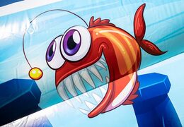 Acquista un grande parco acquatico gonfiabile per bambini a tema mondo marino. Ordina i castelli gonfiabili da JB Gonfiabili Italia