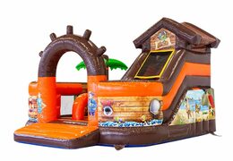 Grande castello gonfiabile multigiocatore gonfiabile aperto con scivolo in vendita a tema pirata funcity per bambini. Ordina i castelli gonfiabili online su JB Gonfiabili Italia