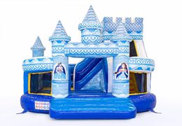 Acquista un castello gonfiabile multifunzionale da principessa Funcity blu con scivolo per bambini. Ordina i castelli gonfiabili online su JB Gonfiabili Italia