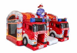 Orde multigiocatore XXL Fire Brigade castello gonfiabile in un design unico con due ingressi, uno scivolo al centro e oggetti 3D per bambini. Acquista castelli gonfiabili online su JB Gonfiabili Italia
