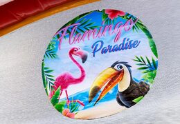 Acquistare un gioco gonfiabile per bambini con scivolo e piscina con il tema fenicottero