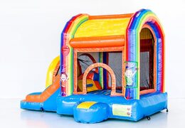 Piccolo castello gonfiabile multigiocatore a tema festa con scivolo, per bambini. Acquista castelli gonfiabili online su JB Gonfiabili Italia