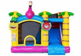 Opblaasbaar Jumpy Happy Splash luchtkussen met bad bestellen in thema flamingo voor kinderen bij JB Inflatables