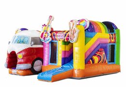 Cuscino gonfiabile a tema hippy con scivolo con furgone Volkswagen in vendita per bambini
