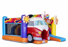 Ordina cuscino gonfiabile ad aria con scivolo a tema hippy con furgone volkswagen per bambini