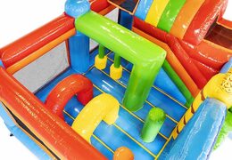 Ordina cuscino gonfiabile ad aria a tema tropicale con scivoli e oggetti nel cuscino per bambini