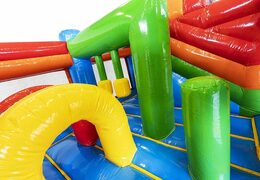 Cuscino gonfiabile ad aria a tema tropicale con scivoli e oggetti nel cuscino in vendita per bambini