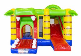 Sdraietta gonfiabile a tema coccodrillo con scivolo in vendita per bambini