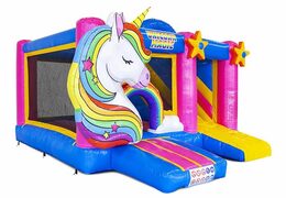 Acquista castello gonfiabile gonfiabile con scivolo a tema unicorno per bambini