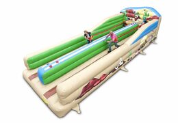 Opblaasbare Bungeerun kopen voor kids in thema western. Attractie voor zeskamp sport en spel dorpsfeest bij JB Inflatables