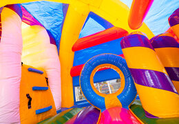 Acquista un castello gonfiabile multigiocatore super gonfiabile a tema unicorno per bambini con molti colori