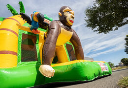 cuscino gonfiabile multigiocatore super air con tema giungla elefante e gorilla in vendita per bambini