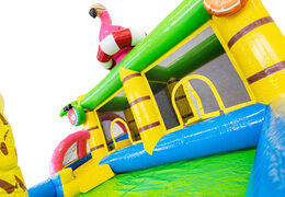 Castello gonfiabile a tema Flamingo per bambini. Acquista gonfiabili online su JB Gonfiabili Italia