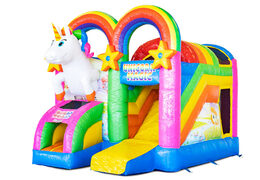 Acquista il castello gonfiabile coperto Mini Multiplay con scivolo a tema Unicorno per bambini. Ordina ora i castelli gonfiabili gonfiabili da JB Gonfiabili Italia