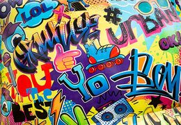 Dettagli graffiti sul castello gonfiabile