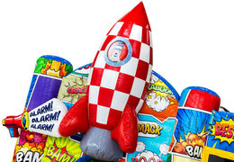 Razzo con faccina su multiplay comic JB Inflatables