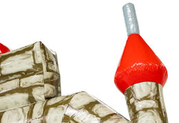 Torretta rossa sul castello gonfiabile standard Grey Brick di JB a Meppel