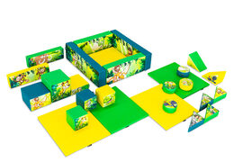 Set Softplay XL a tema Jungle Dino con blocchi colorati per giocare