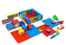 Set Softplay XL a tema fumetto con blocchi colorati per giocare