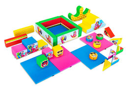Set XXL di Softplay a tema Flamingo Hawaii con blocchi colorati per giocare