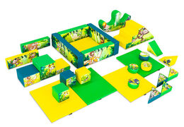 Set XXL di Softplay a tema Jungle Dino con blocchi colorati per giocare
