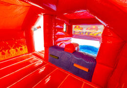 All'interno del castello gonfiabile Dubbelslide Slide Combo, blu, rosso, arancione