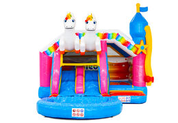 Castello gonfiabile Combo Double Slide con tema unicornio