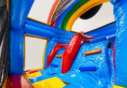 Parete di arrampicata di Multiplay dubbelslide a tema fumetto blu giallo rosso