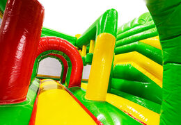 Interno del castello gonfiabile Dubbelslide Multiplay verde, giallo, rosso