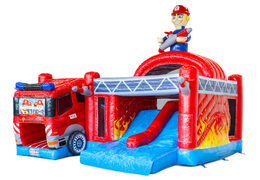 Acquista il castello gonfiabile Multiplay Dubbelslide a tema vigile del fuoco da JB