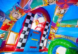 Castello gonfiabile A-frame Super Comic con strisce a fumetti divertenti in vendita