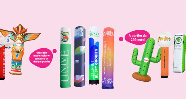 Pilastri personalizzati e pilastri leggeri su richiesta presso JB Inflatables