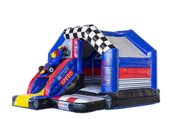 Acquista un piccolo castello gonfiabile multigiocatore gonfiabile per interni con scivolo a tema formula 1 per bambini. Ordina castelli gonfiabili con scivolo da JB Gonfiabili Italia