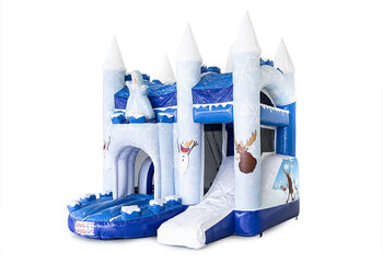 Gonfiabile multiattività L tema Frozen con tetto e scivolo per bambini