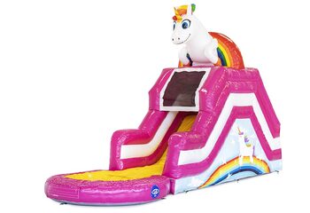 Ordina il castello gonfiabile con scivolo d'acqua Unicorn con scivolo d'acqua per bambini. Acquista castelli gonfiabili online su JB Gonfiabili Italia