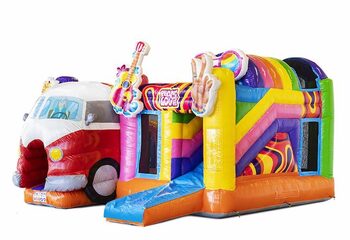 Cuscino gonfiabile a tema hippy con scivolo con furgone Volkswagen in vendita per bambini