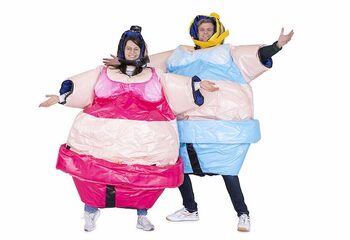 Acquista 2 tute da sumo big mama in rosa e blu per il wrestling