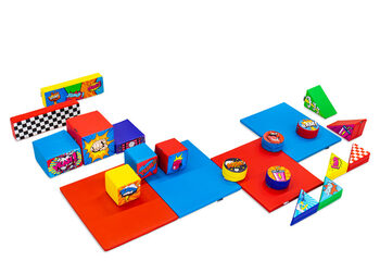Set Softplay grande a tema fumetto con blocchi colorati per giocare