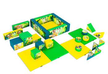 Set Softplay XL a tema Jungle Dino con blocchi colorati per giocare