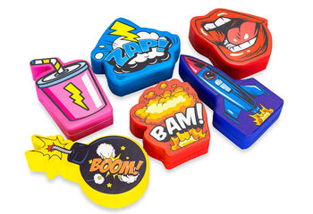 Set a tema Softplay con immagini di animali in stile fumetto